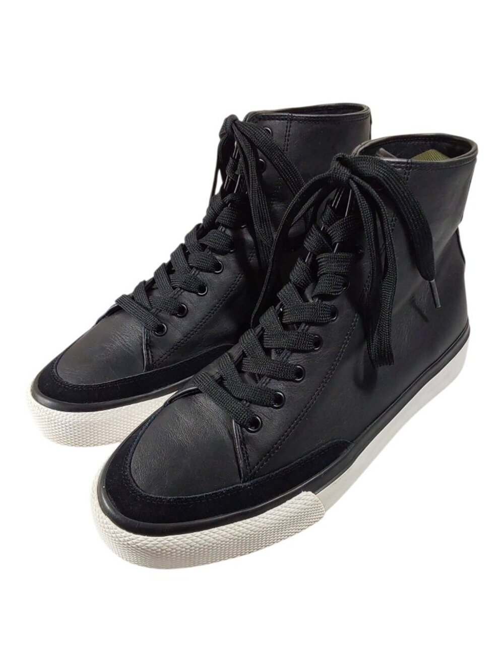 rag & bone RB Army Black Leather High Top Sneakers Women's Luxury/Edgy - 41 (10) - Picture 2 of 12